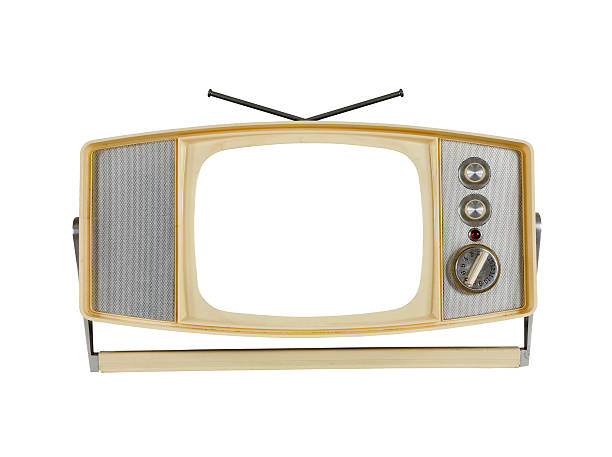 istock 1960's Portable Television with Blank Screen and Handle Stand 139503178
