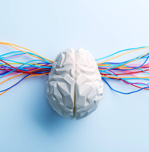 Artificial Brain Artificial brain with colorful cables. electrode stock pictures, royalty-free photos & images