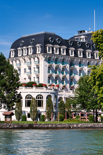 Annecy, France - Augustus 21, 2008: Hotel imperial, a beautiful white old hotel from beginning 19th century