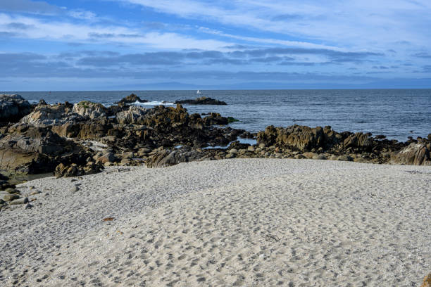 Seascape view of of rocky shore along Pacific Grove.Taken along Pacific Grove, California, USA.