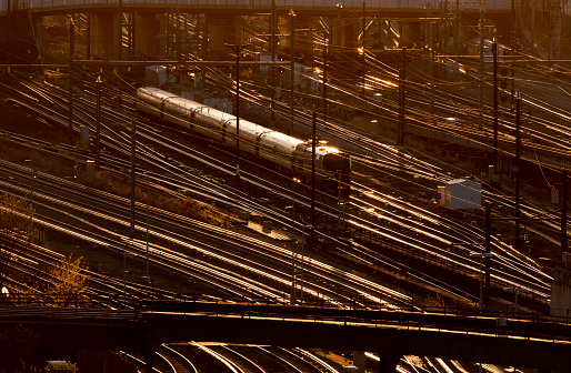 Portland, OR, USA - Jan 1, 2015: Amtrak Coast Starlight (No. 11) stopped at Portland Union Station.