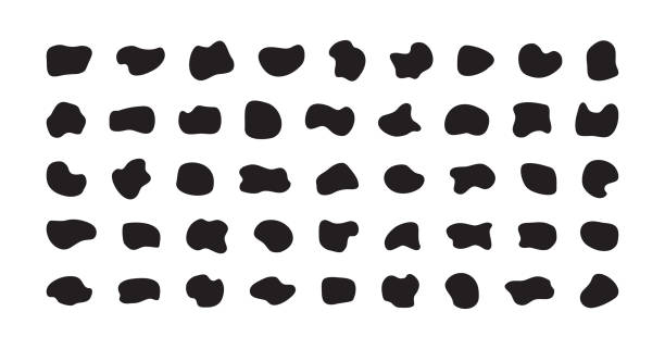 illustrations, cliparts, dessins animés et icônes de blob forme irrégulière, tache vectorielle aléatoire, ensemble de silhouettes noires. illustration abstraite - irrégulier