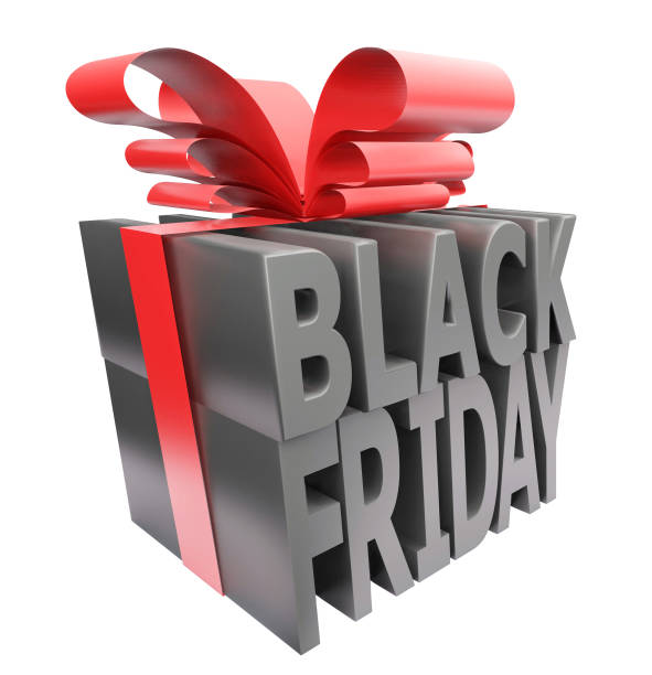 istock Black friday gift box style 3D render on white background Clipping path 1395057929