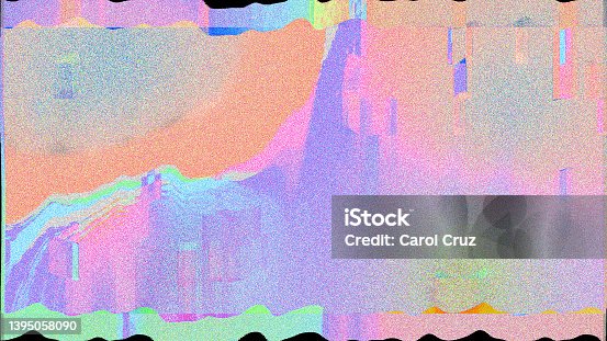 istock Gradient with noise glitch wallpaper. 1395058090