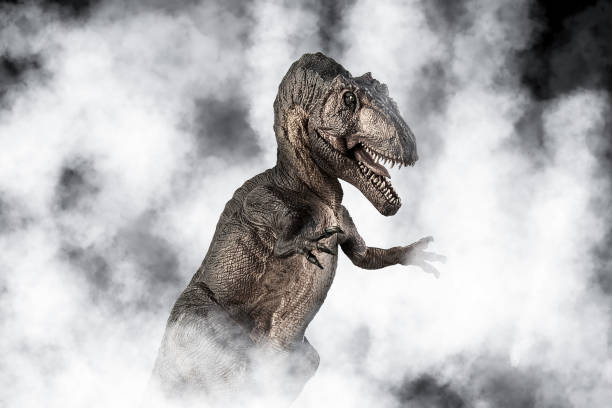 istock Giganotosaurus Dinosaur on smoke background 1395059367