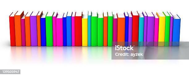 Row Of Colourful Books Stock Photo - Download Image Now - Book Spine, Book, Education