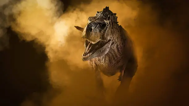 Ekrixinatosaurus Epitaph Dinosaur on smoke background