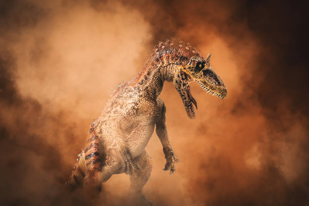 istock Cryolophosaurus  , Dinosaur on smoke background 1395059614