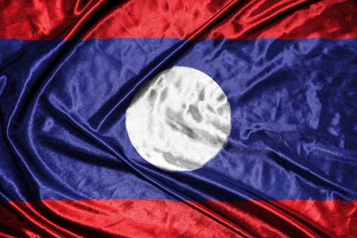 laos cloth flag Satin Flag Waving Fabric Texture of the Flag