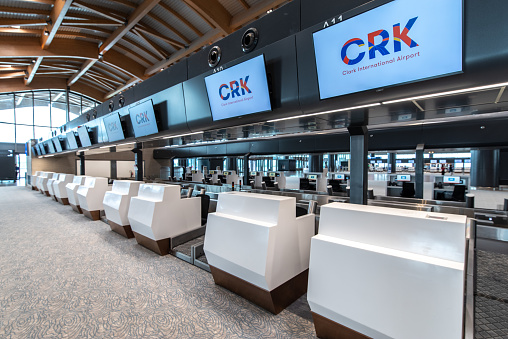 Clark, Philippines - Apr 30,2022 Passenger Terminal at Clark New International Airport, an international gateway to the Philippines within Clark Freeport Zone, located northwest of Manila.