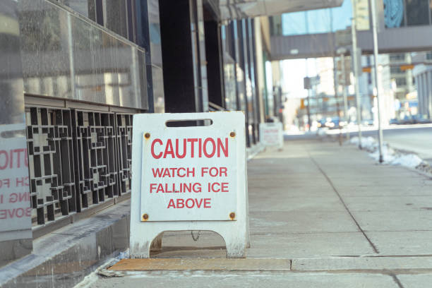 istock Falling Ice caution sign on a Calgary city street 1395076018
