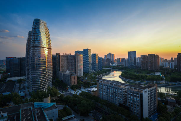 istock Urban modern architecture in Chengdu at dusk 1395082844