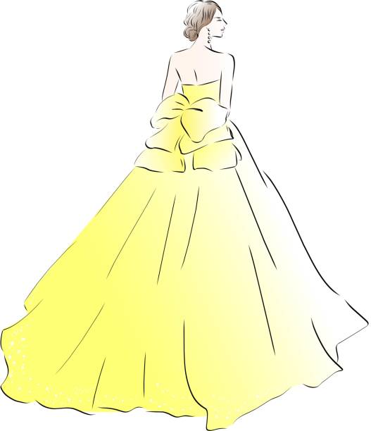 Bride in a wedding color dress Bride in a wedding color dress wedding dress back stock illustrations