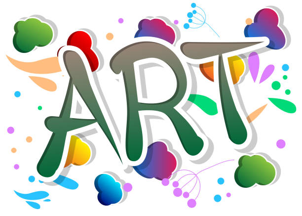 Art. Word written with Children's font. Art. Word written with Children's font in cartoon style. kindergarten portfolio stock illustrations