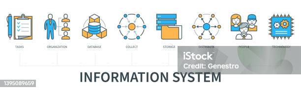 Information System Infographics In Minimal Flat Line Style Stock ...