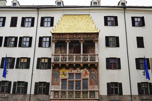 Exterior architecture and design of The Goldenes Dachl (Golden Roof)