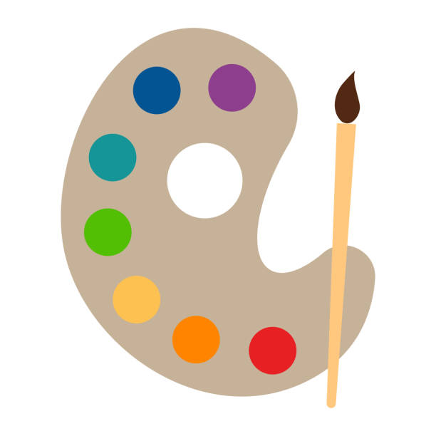 symbol für die farbpalette. symbol für das malwerkzeug. schild hobby vektor. - palette tempera painting colors paint stock-grafiken, -clipart, -cartoons und -symbole