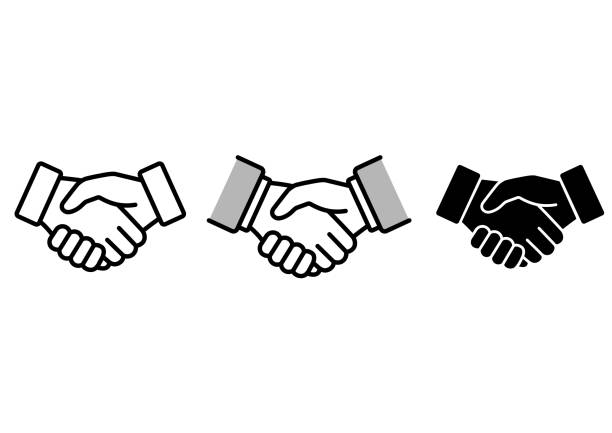 рукопожатие значок - silhouette handshake business customer stock illustrations