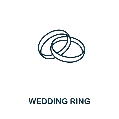 Wedding Ring icon from valentines day collection. Simple line element wedding ring symbol for templates, web design and infographics.