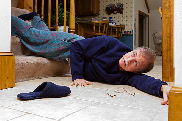 istock Adult male struggles from a fall on stairs. 139509592
