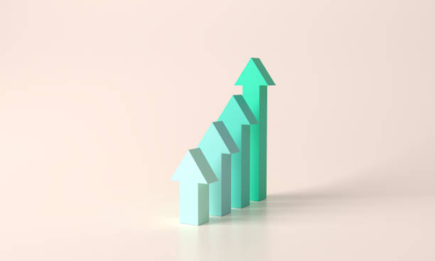 istock 3d rendering green stair step to line up Arrow growth success. progress way and forward achievement. Abstract Arrows Set Isolated on white Background. 3D Shapes Collection. minimal creative concept 1395096016