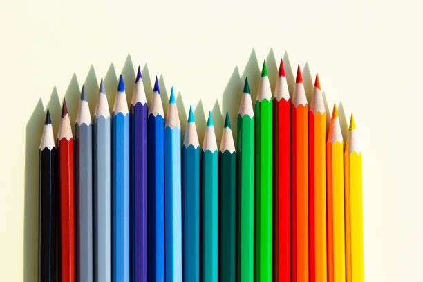 istock Numerous, bright pencils for drawing in an album in drawing classes. 1395096362