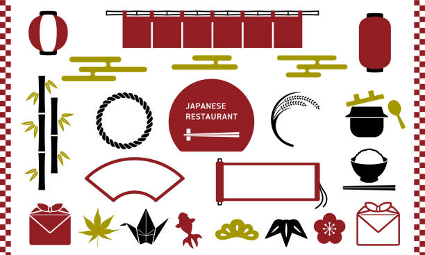 японский рест�оран - paper lantern illustrations stock illustrations