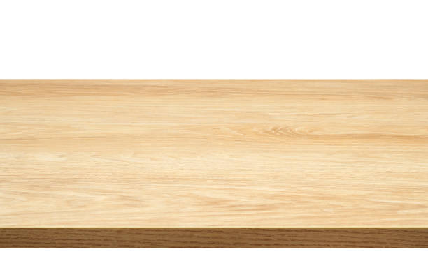 Wooden pine tabletop, empty blank desk or table as mockup or backdrop