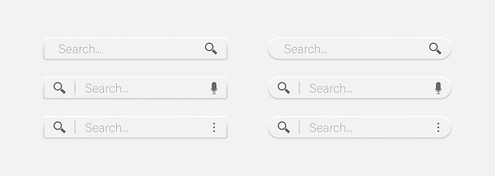 Search Bar for ui, design and web site. Search Address and navigation bar icon. Collection of search form templates in neumorphism style. Vector EPS 10