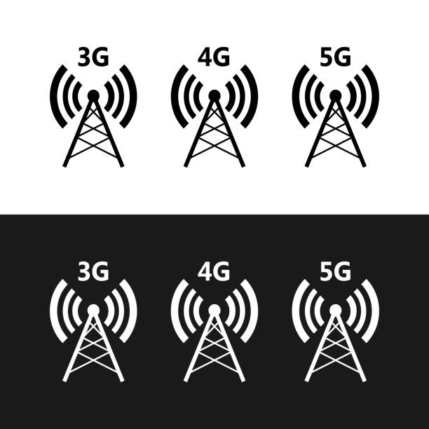 kuvapankkikuvitukset aiheesta 5g, 4g, 3g vektori symboli asetettu. uusi mobiiliviestintätekniikka ja älypuhelinverkon kuvakkeet verkkosivustolle, käyttöliittymälle, mobiilisovellukselle. vektori eps 10 - 4g