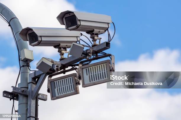 Security Camera On The Street In Prague Czech Republic Stock Photo - Download Image Now