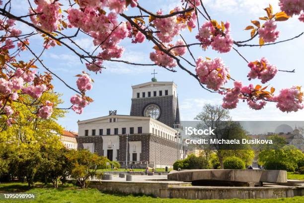 Church Of The Most Sacred Heart Of Our Lord Jiri Z Podebrad Square Vinohrady District Prague Czech Republic Stock Photo - Download Image Now