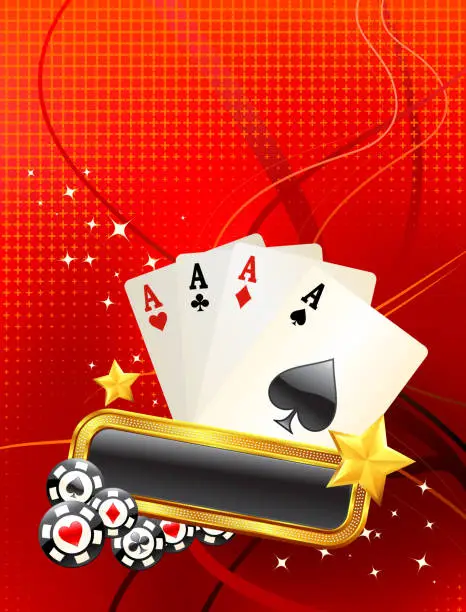 Vector illustration of four aces on modern Background