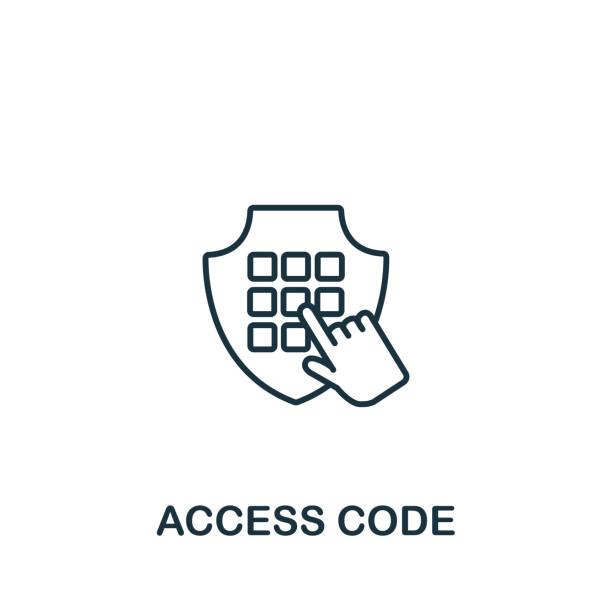 Access Code icon from security collection. Simple line element Access Code symbol for templates, web design and infographics Access Code icon from security collection. Simple line element access code symbol for templates, web design and infographics. combination lock stock illustrations