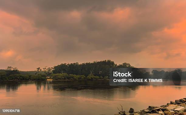 Landscape Sunset Over River Stock Photo - Download Image Now - Above, Australia, Beauty