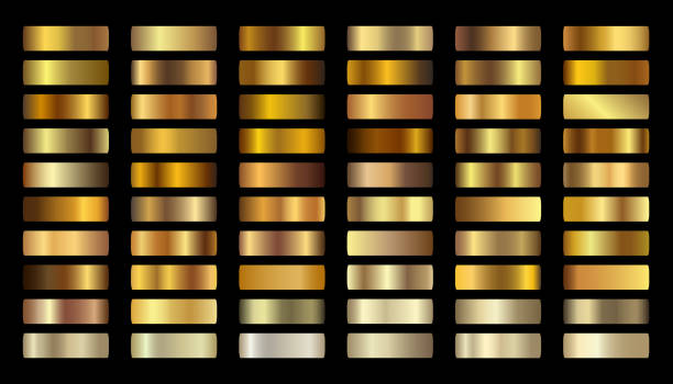 illustrations, cliparts, dessins animés et icônes de vecteur de gradients d’or. vecteur de jeu d’échantillons dorés. gradation d’illustration dégradé d’or métallique - animal-jaune