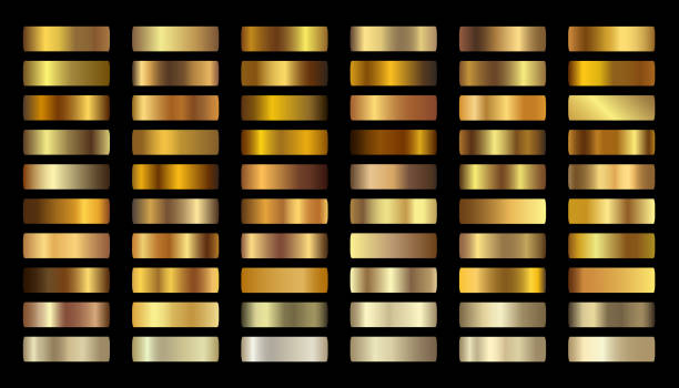 ilustrações de stock, clip art, desenhos animados e ícones de gold gradients vector. golden swatch set vector. metallic gold gradient illustration gradation - gold metal shiny currency