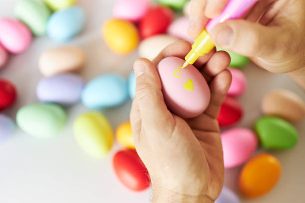 An Easter egg decorated and painted by male hands