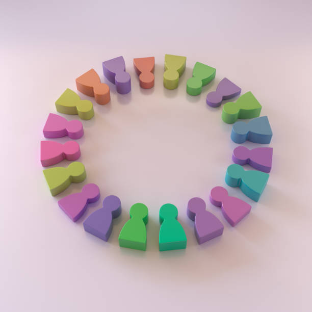 istock Multicolored Pawns on a Pink Background. the Concept Is Inclusiveness, Uniqueness, Creativity. 3d Rendering 1395108650