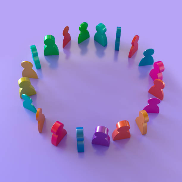 istock Multicolored Pawns on a Pink Background. the Concept Is Inclusiveness, Uniqueness, Creativity. 3d Rendering 1395108713