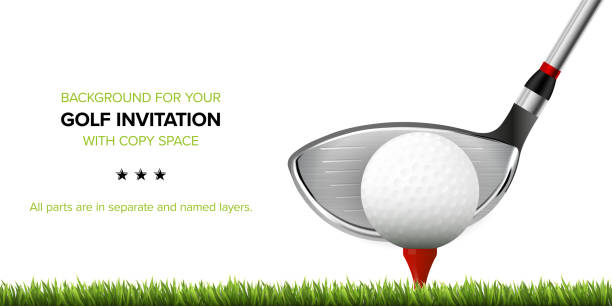 ilustrações de stock, clip art, desenhos animados e ícones de background for your golf invitation with club and ball - tee golf golf club ball