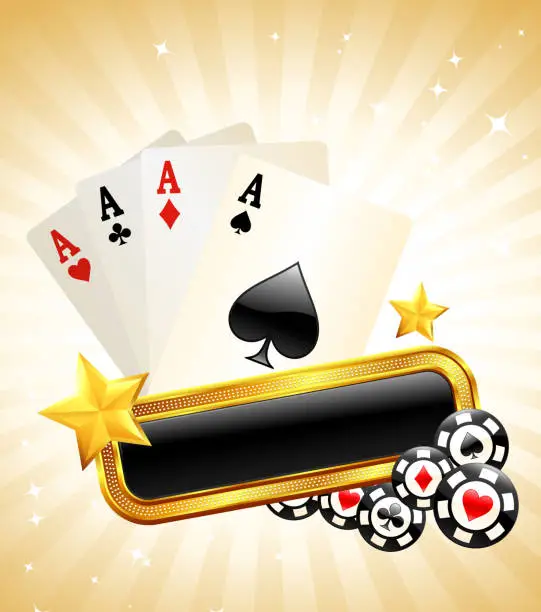 Vector illustration of four aces on modern Background