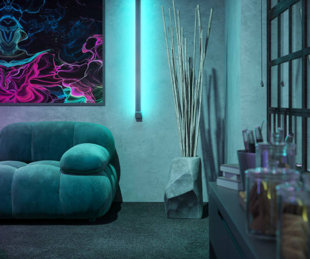 istock Interior of a video gamer room in 3d 1395111221
