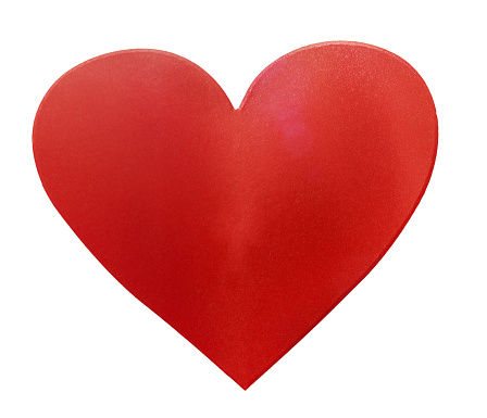 Bright red three-dimensional heart shape, representing love and romance.