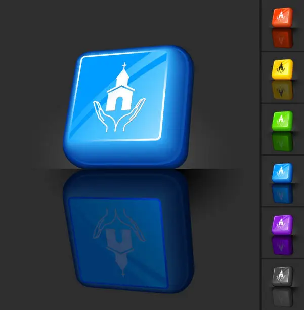 Vector illustration of religious praise 3D button design