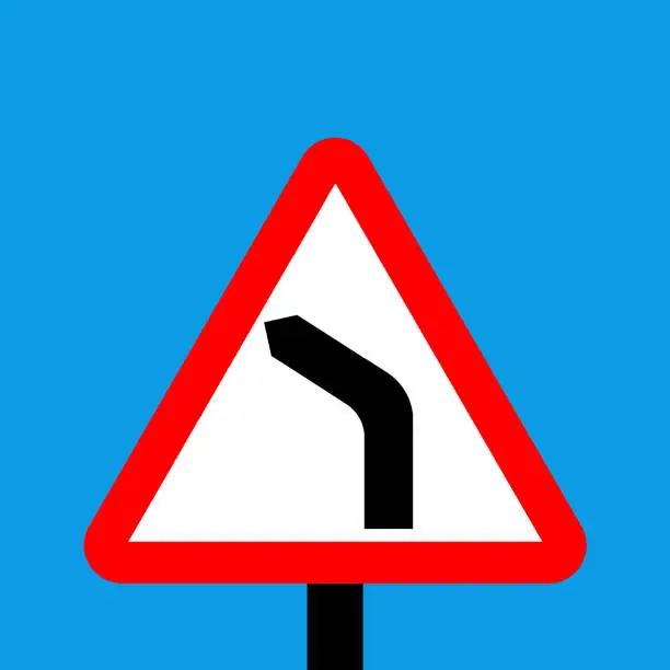 Vector illustration of Warning triangle bend to left