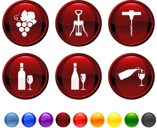 illustrazioni stock, clip art, cartoni animati e icone di tendenza di vino set di icone vettoriali royalty-free - wine champagne bottle mulled wine