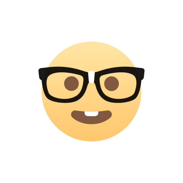 Nerd Smiley Face Flat Design Smiley Face nerd stock illustrations