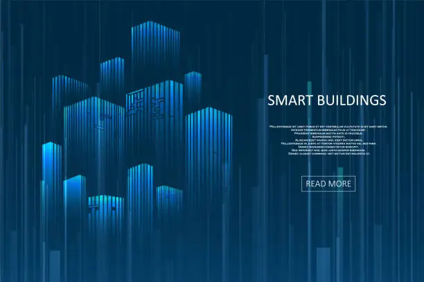 Vector illustration of Smart building concept design for city illustration