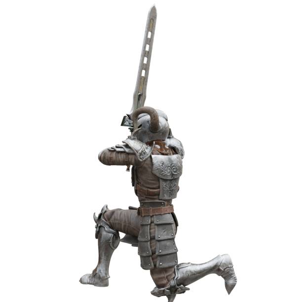 istock Medieval knight in armor isolated white background 3d illustration 1395123888